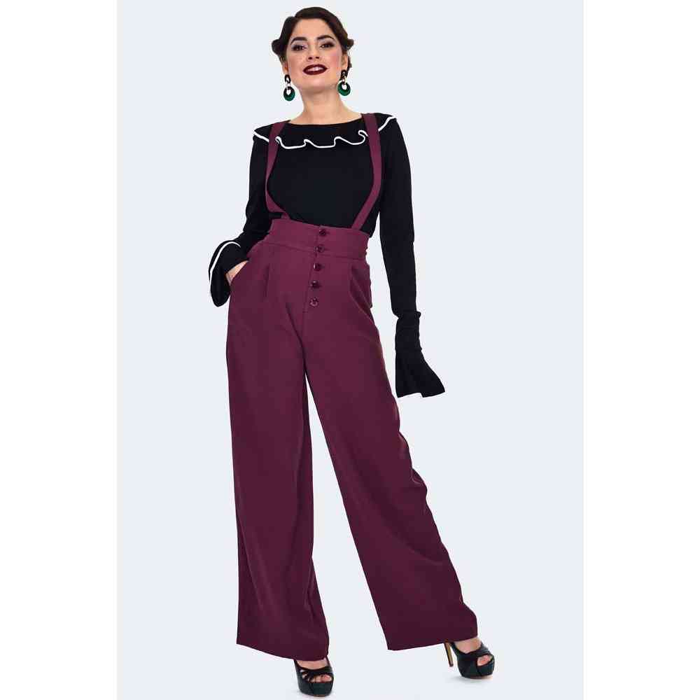 Voodoo Vixen - Purple High Waisted Suspender Weite Hose - Lila